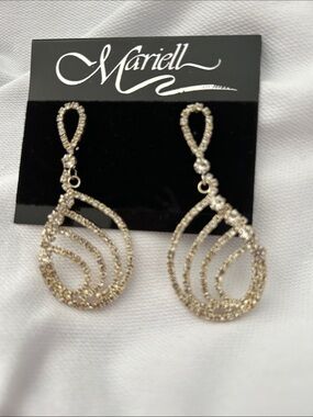 Gold-Tone Teardrop Crystal Dangle Earrings